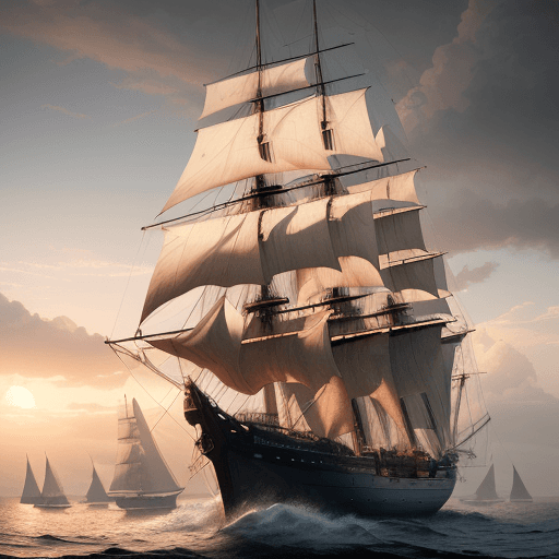 AI generated: Photo of a ultra realistic sailing ship, dramatic light, pale sunrise, cinematic lighting, battered,...