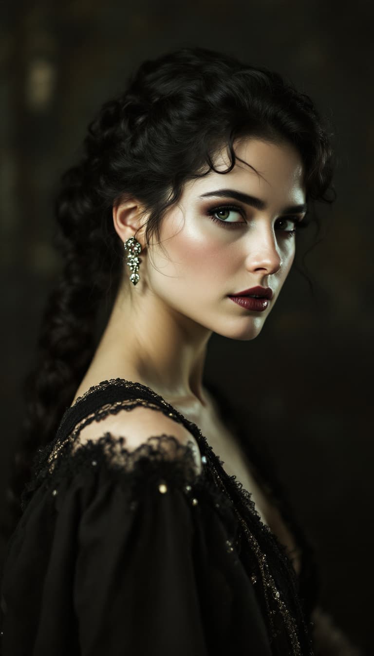 AI generated: 1920's, colour Polarized photo , Jennifer Connelly,ponytail hairstyle.
