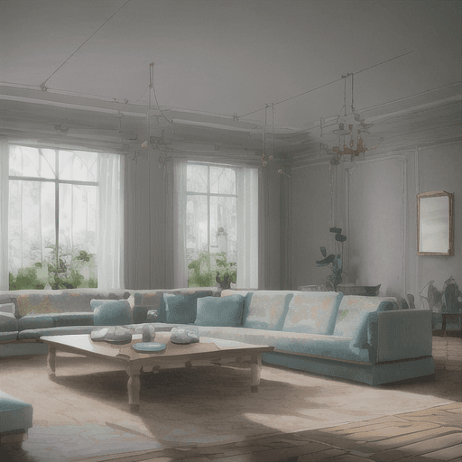 AI generated: high resolution photography interior design, dreamy sunken living room conversation pit, wooden floo...