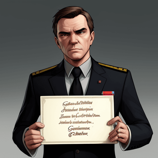 AI generated: The commander-in-chief of the FSB from GTA with the inscription Greenger