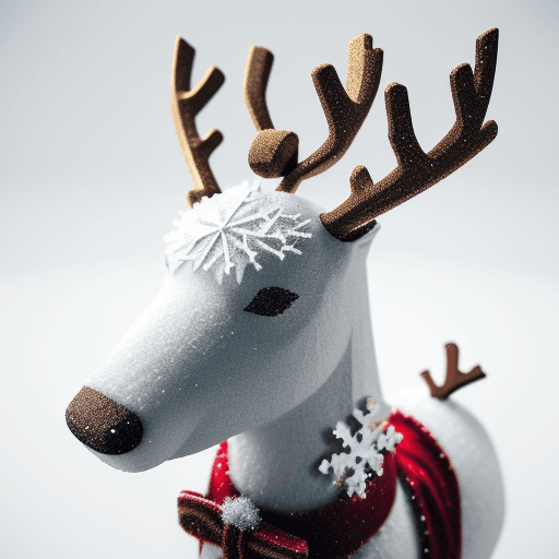 AI generated: paper cut, christmas reindeer with snow, realistic, 3d , highly detailed, 32k, hd, retro, on white b...