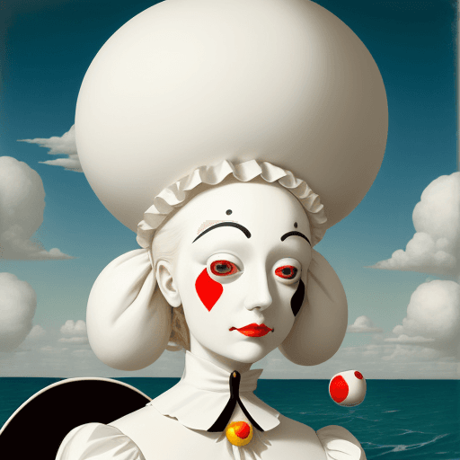 AI generated: A close up portrait of elegant female humpty with pale white face with eyes looking straight at you....