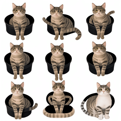 AI generated: cat positions. Multi sprites