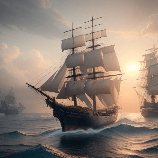 AI generated: Photo of a ultra realistic sailing ship, dramatic light, pale sunrise, cinematic lighting, battered,...