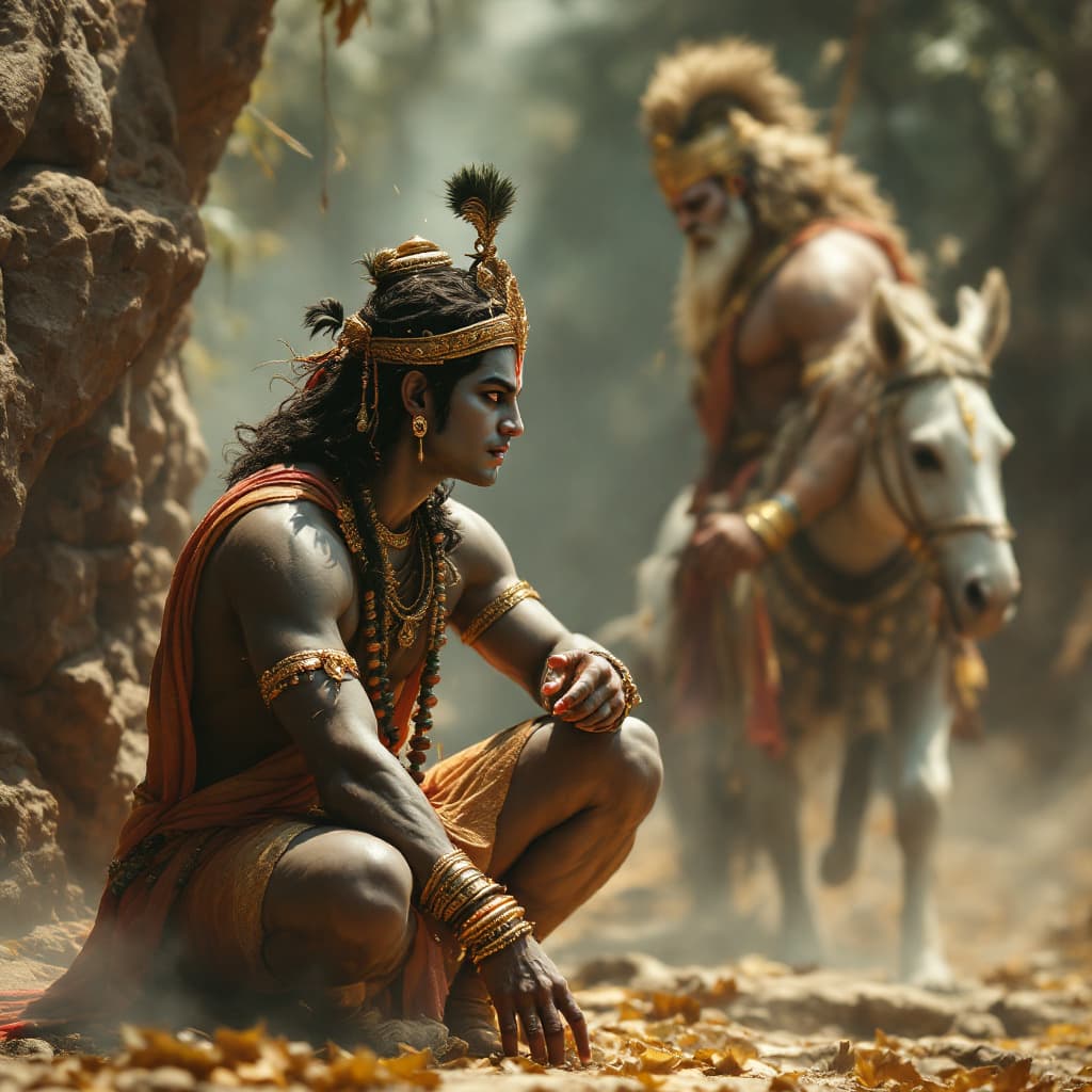 AI generated: Make a high quality image for shri krishna teaches arjuna gita lessons during mahabharata fight

