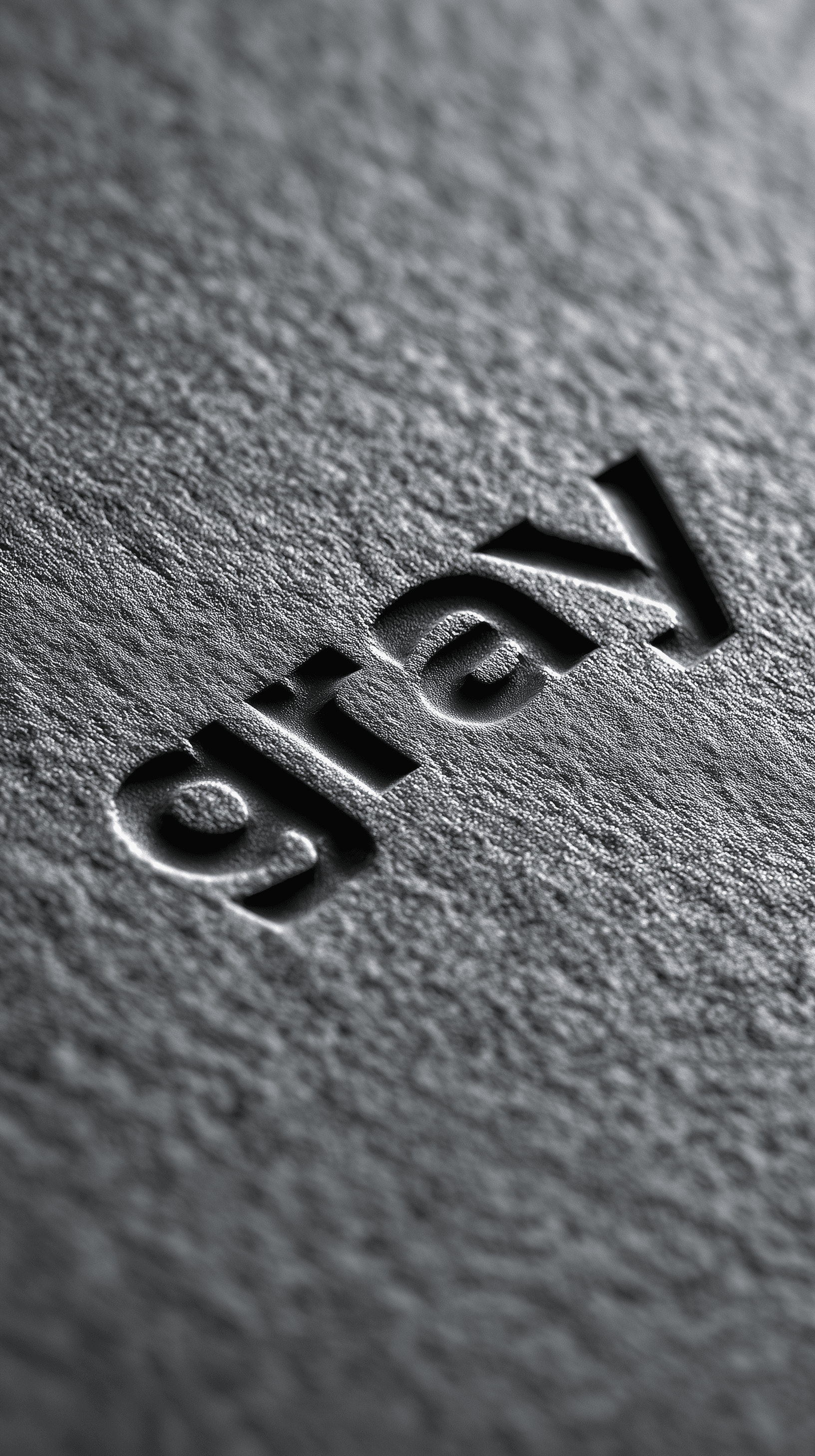 AI generated: photorealistic, embossed lettering "gray", pure black texture background, clean contemporary gothic ...