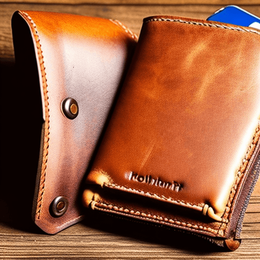 AI generated: An open leather wallet with no cash or credit cards inside on a wooden table