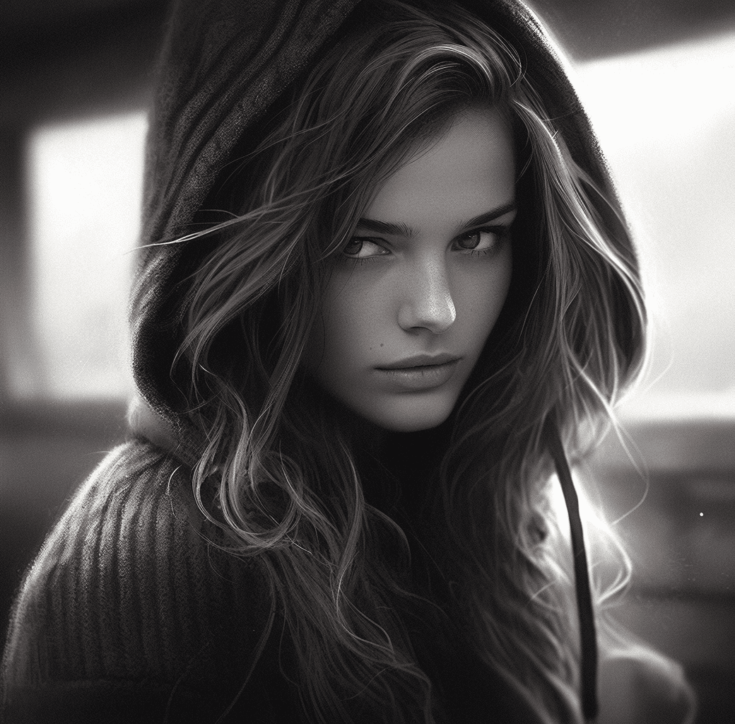 AI generated: girls fashion portraits belinda robinson | black and white | women, in the style of mikko lagerstedt...