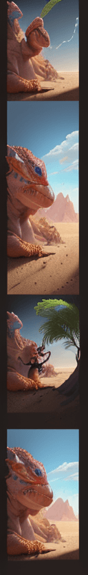 AI generated: Masterpiece pixar nickelodeon cartoon of a (lizard), desert, symmetrical, highly detailed, 8k, digit...