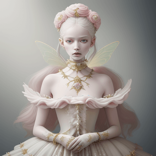AI generated: Fashion Photography: A hyper-realistic, surreal portrait channeling the Gucci aesthetic. A young gir...
