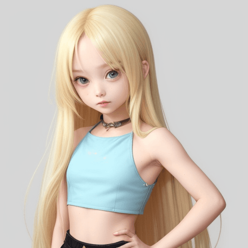 AI generated:  hot long blonde hair girl hot crop top loli