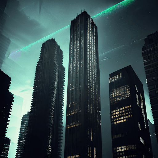 AI generated: A high-resolution photograph featuring a brutalist-style tall building situated on a city street in ...