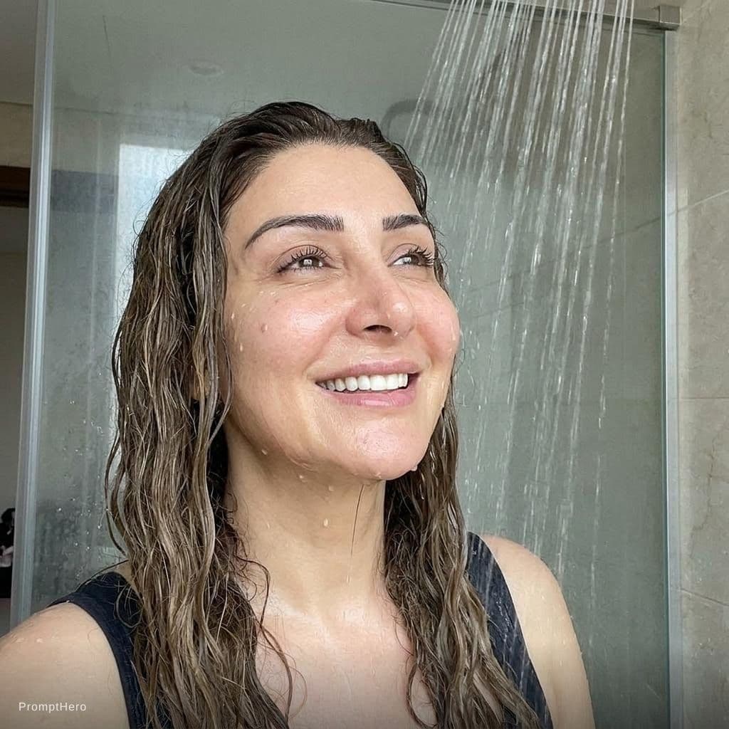 AI generated: Cute girl taking a shower