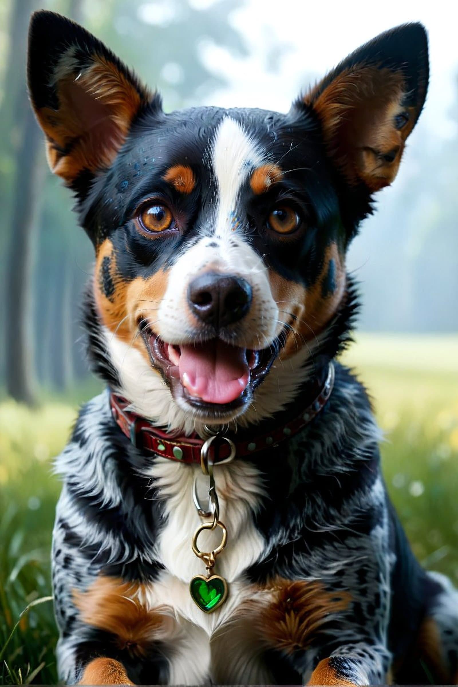AI generated: playful heeler, dog, perfect face, perfect eyes, highly detailed, comprehensive cinematic, digital p...