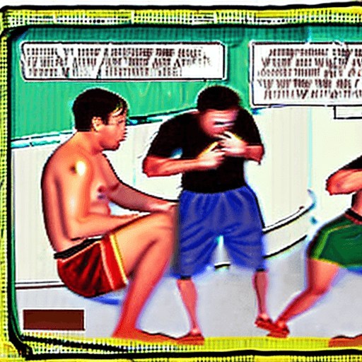 AI generated: A tall White man in his 50 was attacked by 4 Thai boxers in the chain mai entertainment complex in f...