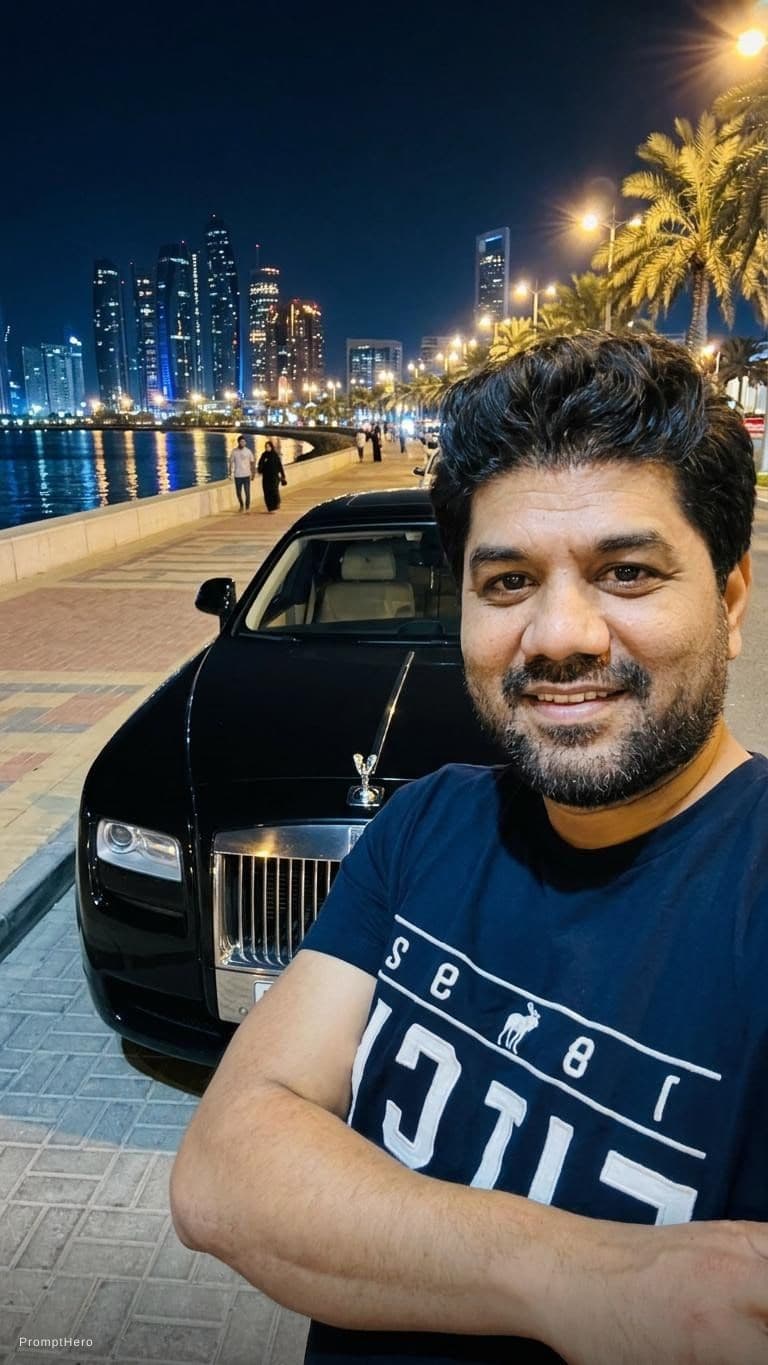 AI generated: Behind me Rolls Royce and corniche 