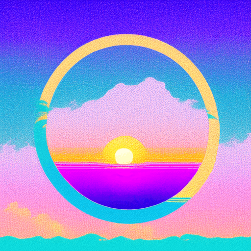 AI generated: Logo vaporwave sunset high quality, etsy