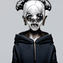 AI generated: wears wear bluish-black hoodies and ripped blue jeans with black boots. His skin is pale white, and ...