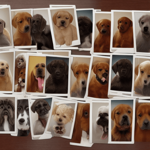 AI generated: SHOW ME 10 FLASH CARDS DIFFERENTS OF A DOG WITH A PUPPY