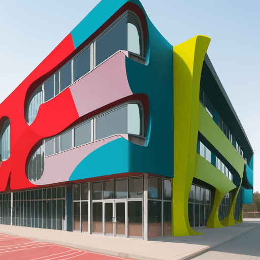 AI generated: school building beautiful facade. for 1000 pupils. parametric and minimalisme style. beautiful exter...