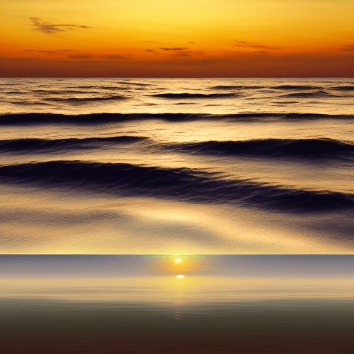 AI generated: chillout sunset over peaceful ocean, a realistic photo,