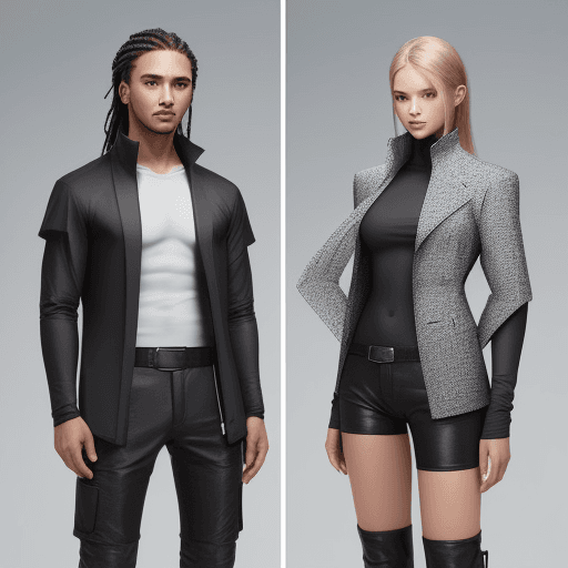 AI generated: generate image of future clothes for men and women