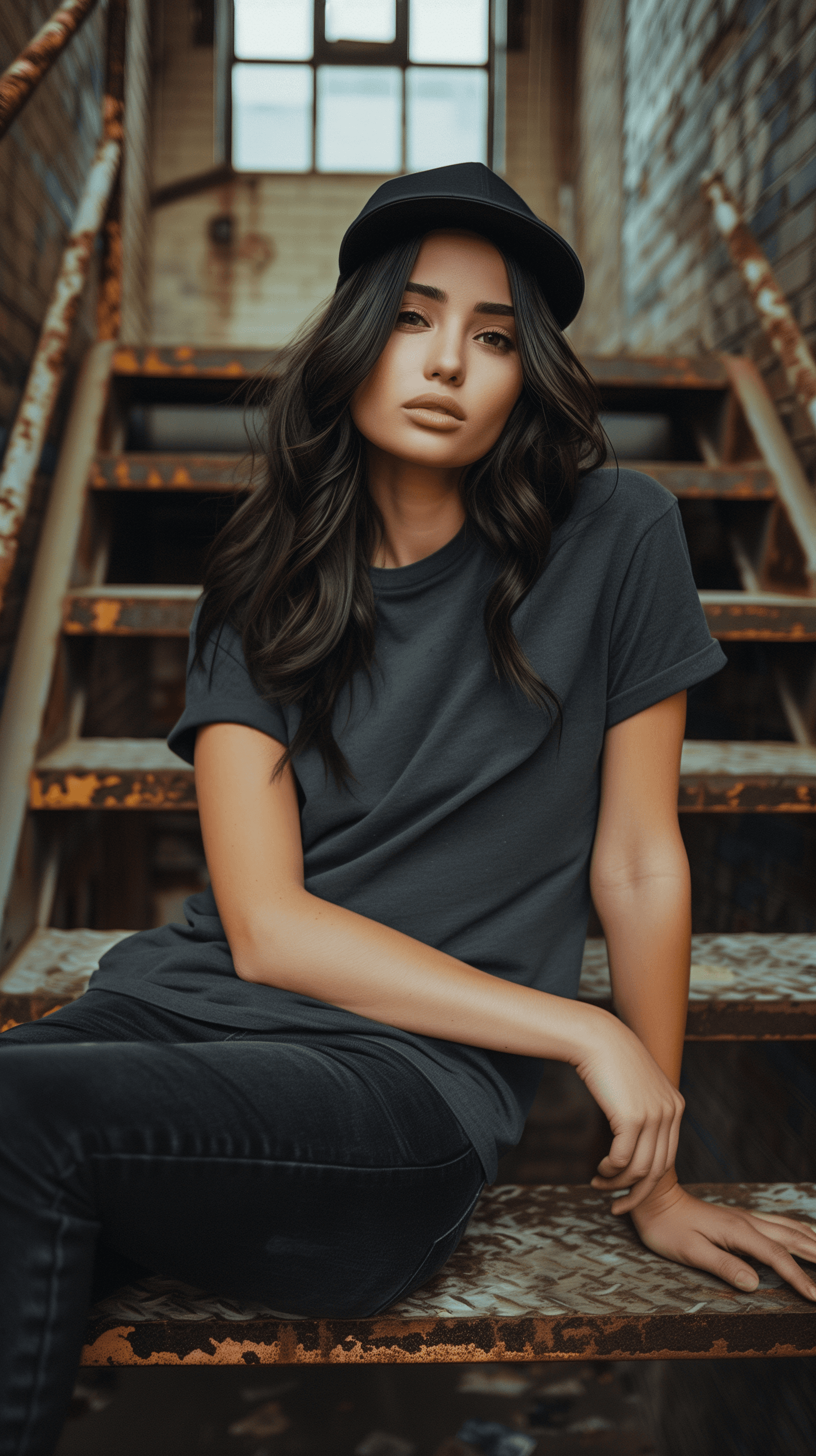 AI generated: photography, envision an image steeped in urban nostalgia, a portrait of youthful ennui set against ...