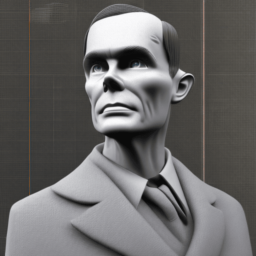 AI generated: Alan Turing as a civilisation 6 leader, 3d render
