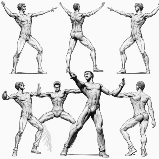 AI generated: reference art sketch of a man dancing, art reference sketch, pose reference, sketch,outline sketch, ...