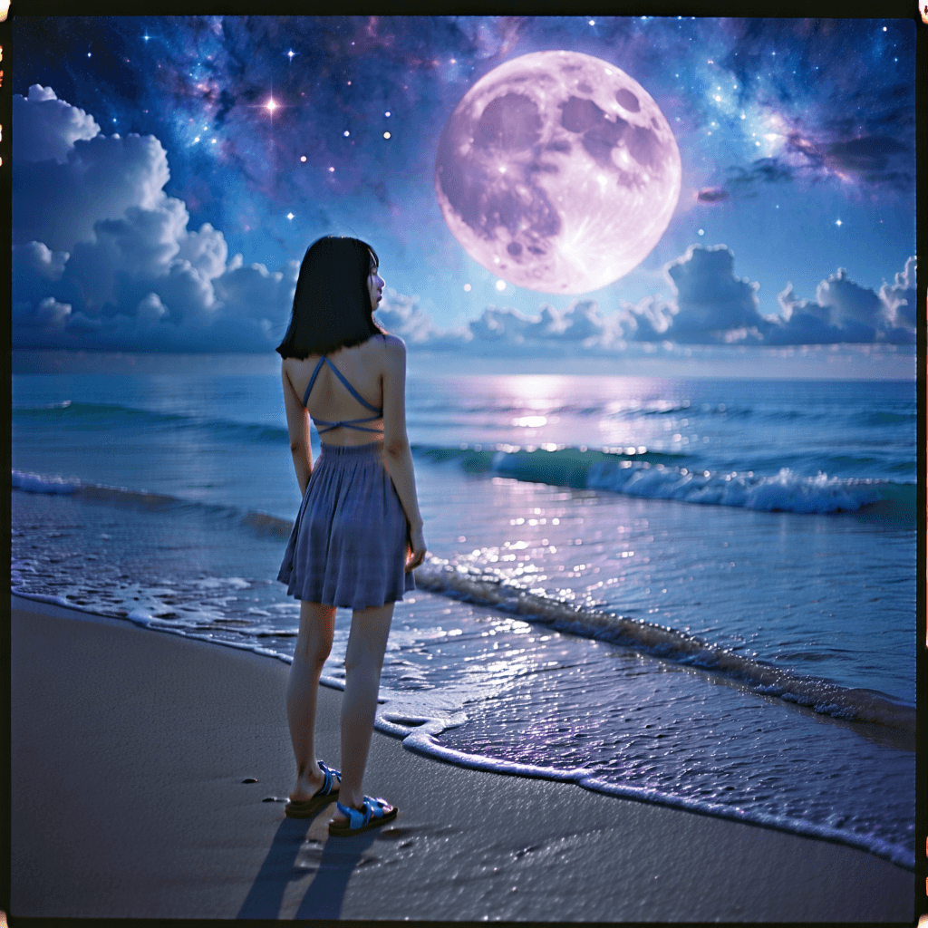 AI generated: A beautiful raven haired Korean woman wearing a form-fitting summer halter dress and sandals stands ...