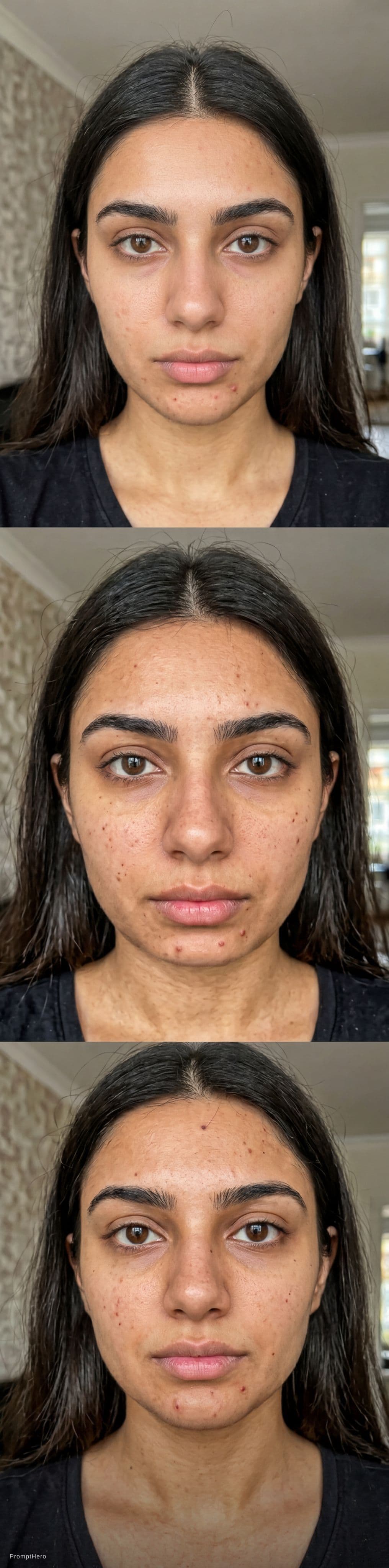 AI generated: i want to make her face more indian and make it more realistic so some facial hairs are visible in a...