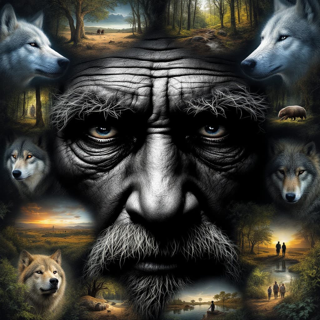 AI generated: digital painting, ultra realistic, black and white sketch, very detailed eyes of an old black Austra...