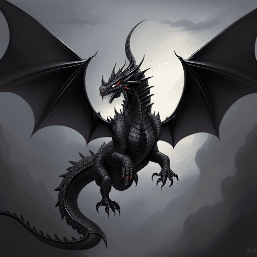AI generated: black dragon, Friendly, nice, helpful, flying, friendly, painting