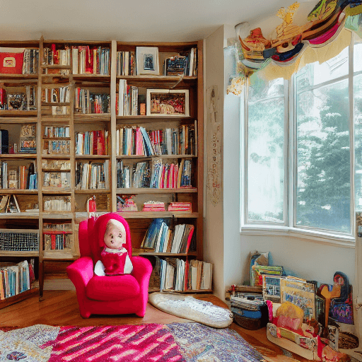 AI generated: A cozy living room with a fireplace and a bookshelf filled with books. The protagonist, Lily, a youn...