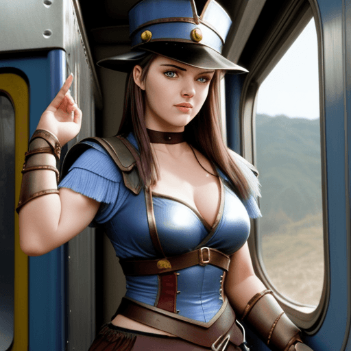 AI generated: Xena - princess warrior train conductor