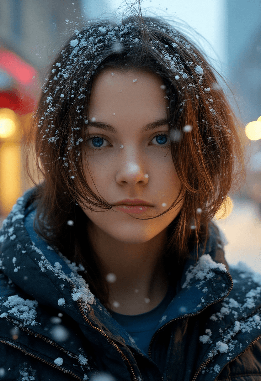 AI generated: Create a highly detailed, photorealistic, extreme close-up portrait of a fit adult woman's face with...