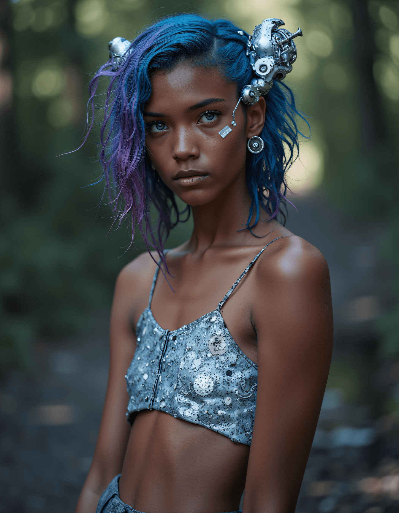 AI generated: Half Body Fantasy Fashion photo of a 
24 year old Arab-Akan female modern-day goddess 
with Stern ju...