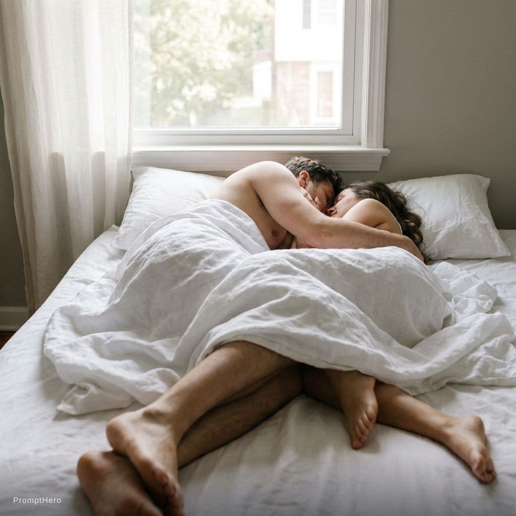 AI generated: Couple full Naket body show in bed 