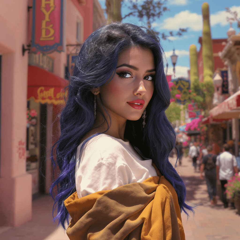 AI generated: hyper realistic of a beautiful girl, city street, arizona,by jc leyendecker,art nouveau, hyper detai...