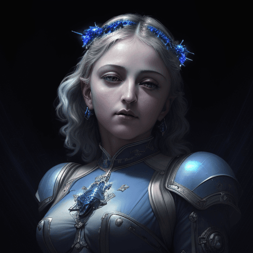 AI generated: Madonna ,iredescent light ,cinematic hard blue lighting,high angle hd 8k sharp shallow depth of fiel...