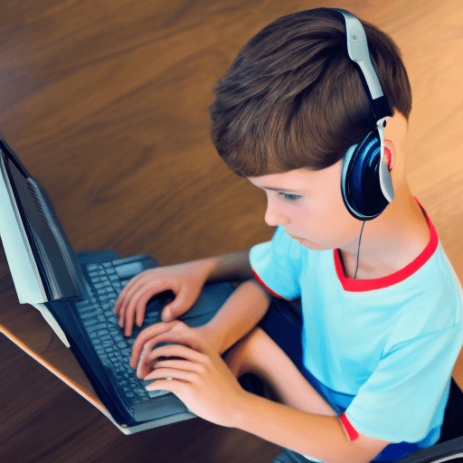 AI generated: a boy with computer