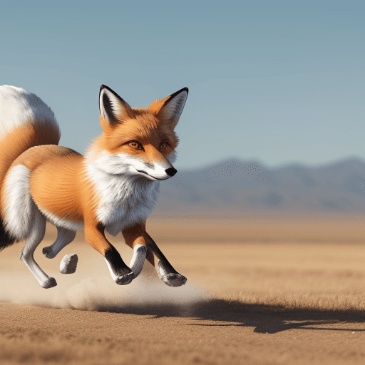 AI generated: Photo of a fox, running, logo, vanishing , in the style of  mustang  .