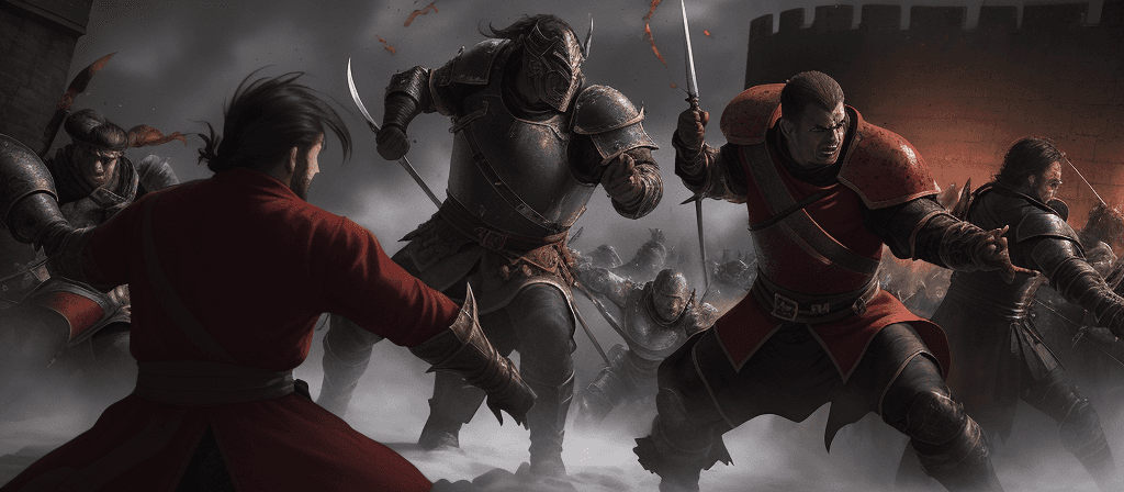 AI generated: Picture a present scene as Kiro and his team breach the fortress walls. Massive and fearsome Slaught...