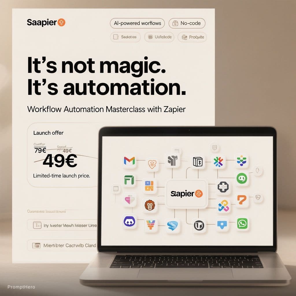 AI generated: Minimalist high-end advertising poster with a clean, premium lifestyle-tech aesthetic.
Soft warm bei...