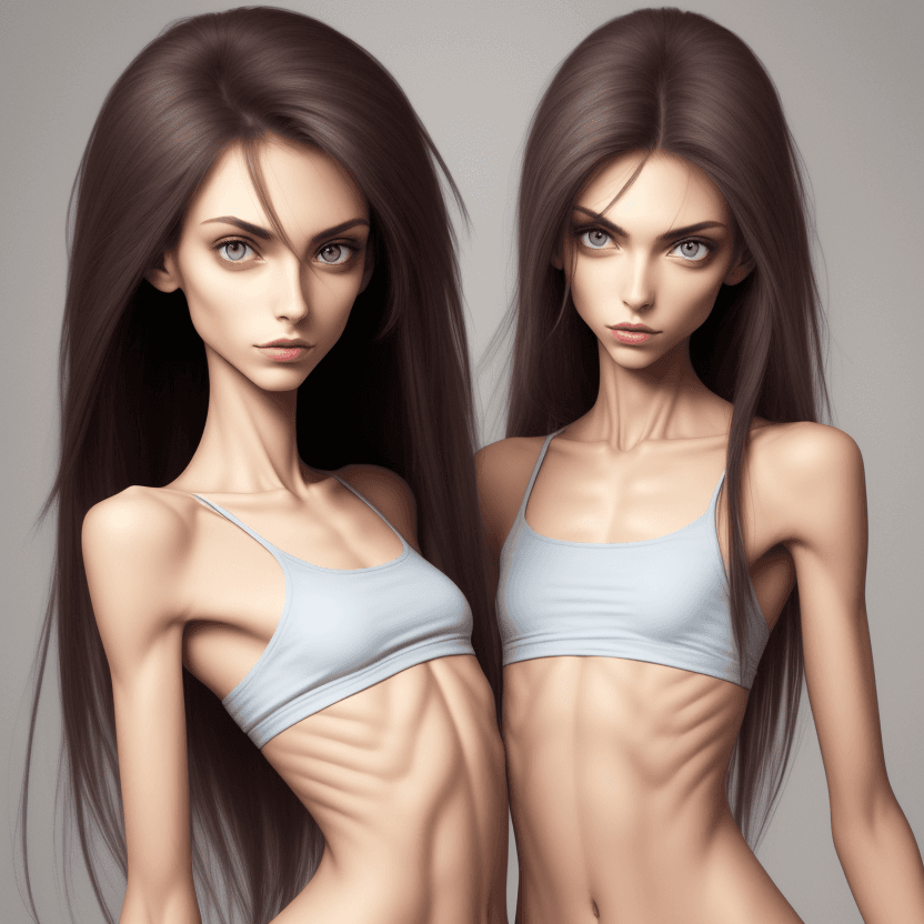 AI generated: extreme beautiful skinny face of skinny girl