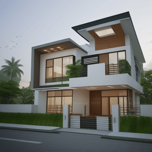 AI generated: this my home fron view , make modern design render
