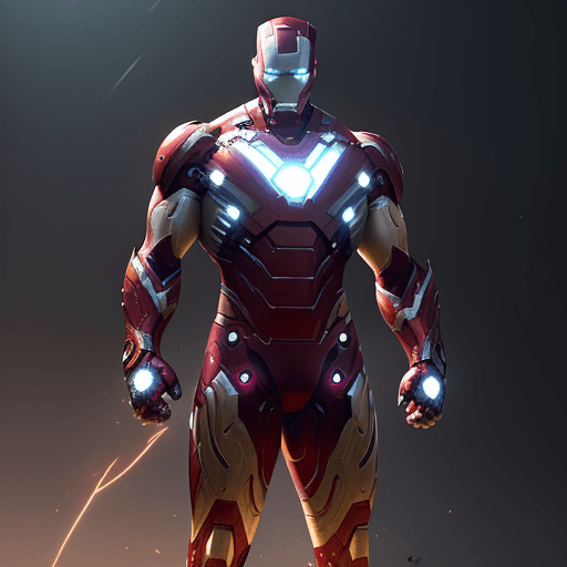 AI generated: male,  superhero, no symbol, full body portrait, fitness body, white Ironman armor, full body portra...