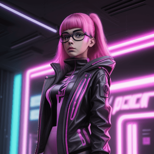 AI generated: (futuristic girl:1.2), (plastic outfit:1.2), (standing with glasses:1.2), (realistic lighting:1.2), ...