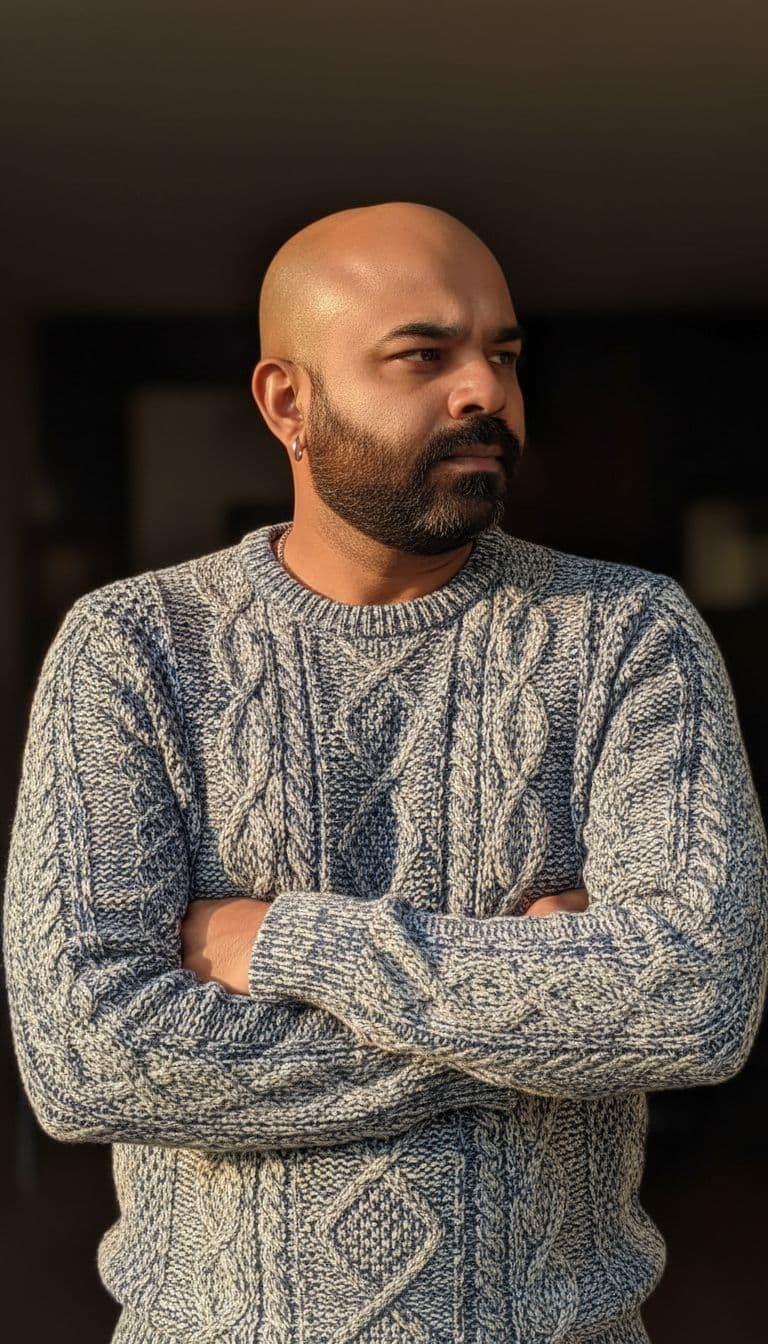 AI generated: Portrait of a stylish young man with a lean, toned physique (around 57 kg, 5'6 tall) — his beard rem...