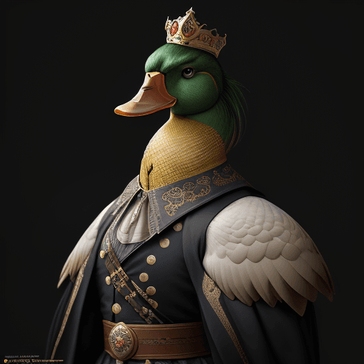 AI generated: haughty hiperrrealistic duck emperor, duck the usurper, concept art, digital art, illustration, char...
